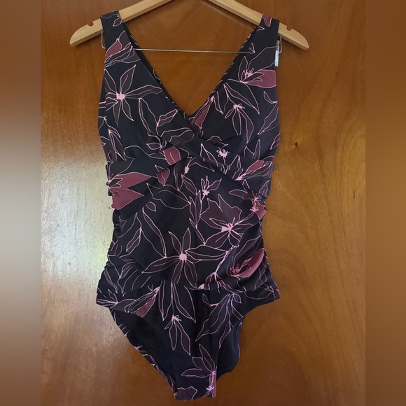 Eddie Bauer Other - Eddie Bauer Black and Pink Floral One Piece Swimsuit
